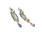Mariana Earrings Blue Lagoon, Olive Green & Purple Swarovski Crystals Zulu Africa Coll. - Image 3