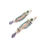 Mariana Earrings Blue Lagoon, Olive Green & Purple Swarovski Crystals Zulu Africa Coll. - Image 2
