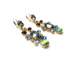 Earrings By Mariana Woman Rich Light Blue, Grey and Gold Swarovski Crystals - Image 2