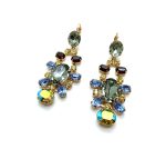 Earrings By Mariana Woman Rich Light Blue, Grey and Gold Swarovski Crystals