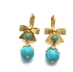 Mariana Earrings Howlite Chinese Turquoise Mineral Matt Yellow Gold My Treasures Coll.