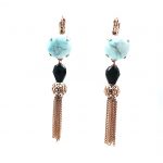 Mariana Earrings Beautiful Drop Jet Black & Turquoise Austrian Crystals Zanzibar Africa Coll.