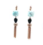 Mariana Earrings Beautiful Drop Jet Black & Turquoise Austrian Crystals Zanzibar Africa Coll.