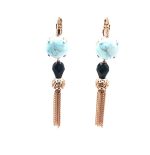 Mariana Earrings Beautiful Drop Jet Black & Turquoise Austrian Crystals Zanzibar Africa Coll. - Image 3