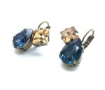 Earrings By Mariana Woman Khaki and Pair Shape Capri Blue Swarovski Crystal