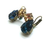 Earrings By Mariana Woman Khaki and Pair Shape Capri Blue Swarovski Crystal - Image 2