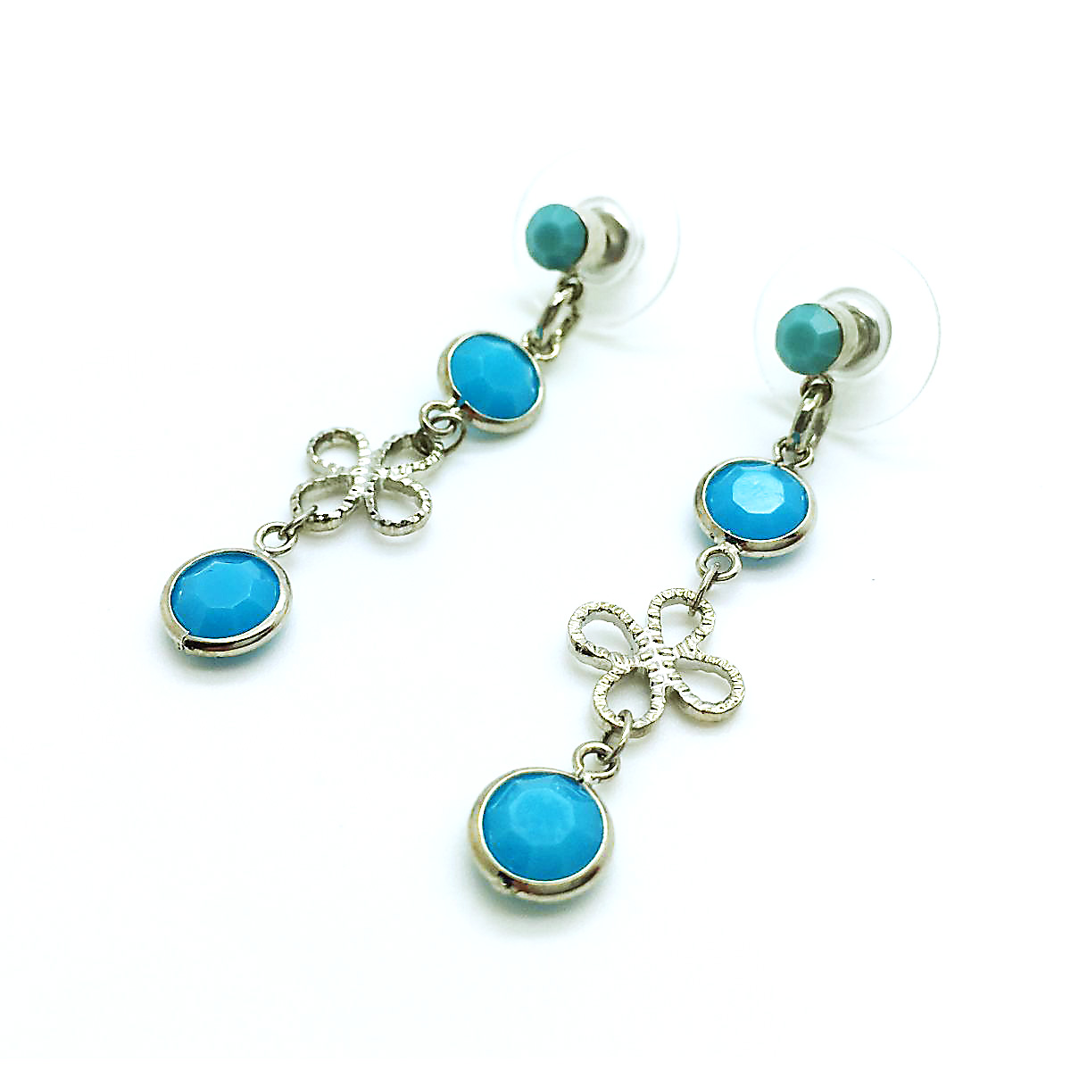 E-1641-267-SP2 (1) Earrings By Mariana Woman Beautiful Drop Turquoise and Light Blue Swarovski Crystals - Image 1