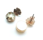 Mariana Earrings Beautiful Faceted Amethyst Gold Brown Austrian Crystals Screw Back (pierced) - Image 2