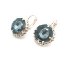 Mariana Earrings Amethyst & Golden Shadow Beautiful Round Shape Blue Lagoon Swarovski Crystals - Image 2