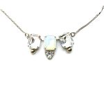 Pendant Necklace By Mariana Inspiration Coll. Emerald Shape Clear & White Swarovski Crystals - Image 3