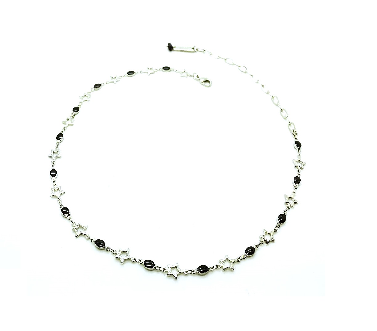 N-3689-280-SP (2) Mariana Necklace Black Oval & Silver Stars Crystal Swarovski My Treasures Coll. - Image 1