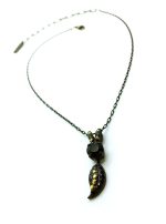 Mariana Pendant Necklace Leaf & Round Black,Crystal Rose Gold Swarovski Crystals Courage Inspiration Coll.
