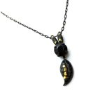 Mariana Pendant Necklace Leaf & Round Black,Crystal Rose Gold Swarovski Crystals Courage Inspiration Coll. - Image 3