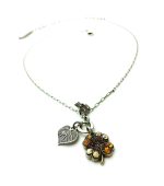 Mariana Pendant Necklace Leaf & Flower Shape Austrian Crystal Dream Inspiration Coll.