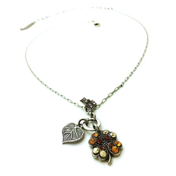 Mariana Pendant Necklace Leaf & Flower Shape Austrian Crystal Dream Inspiration Coll.