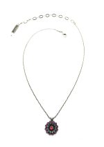 Pendant Necklace By Mariana Woman Purple Flower Shape Swarovski Crystals - Image 2