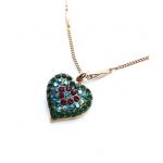 Necklace Pendant By Mariana Woman Green and Purple Swarovski Crystals