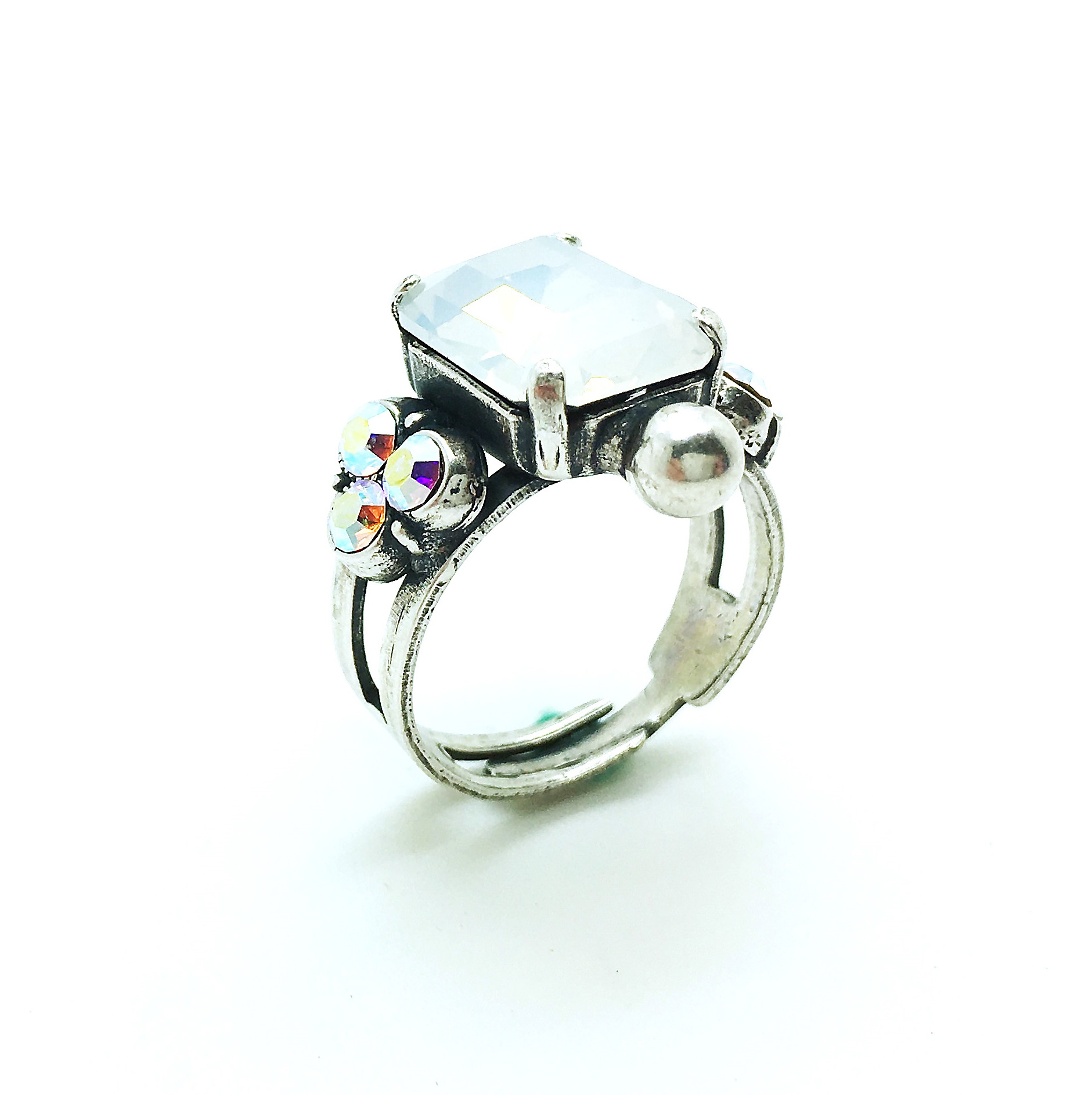 R-7014-6-001-SP (2) Mariana Ring Rectangle White Austrian Crystals On A Clear Day Inspiration Coll. - Image 1
