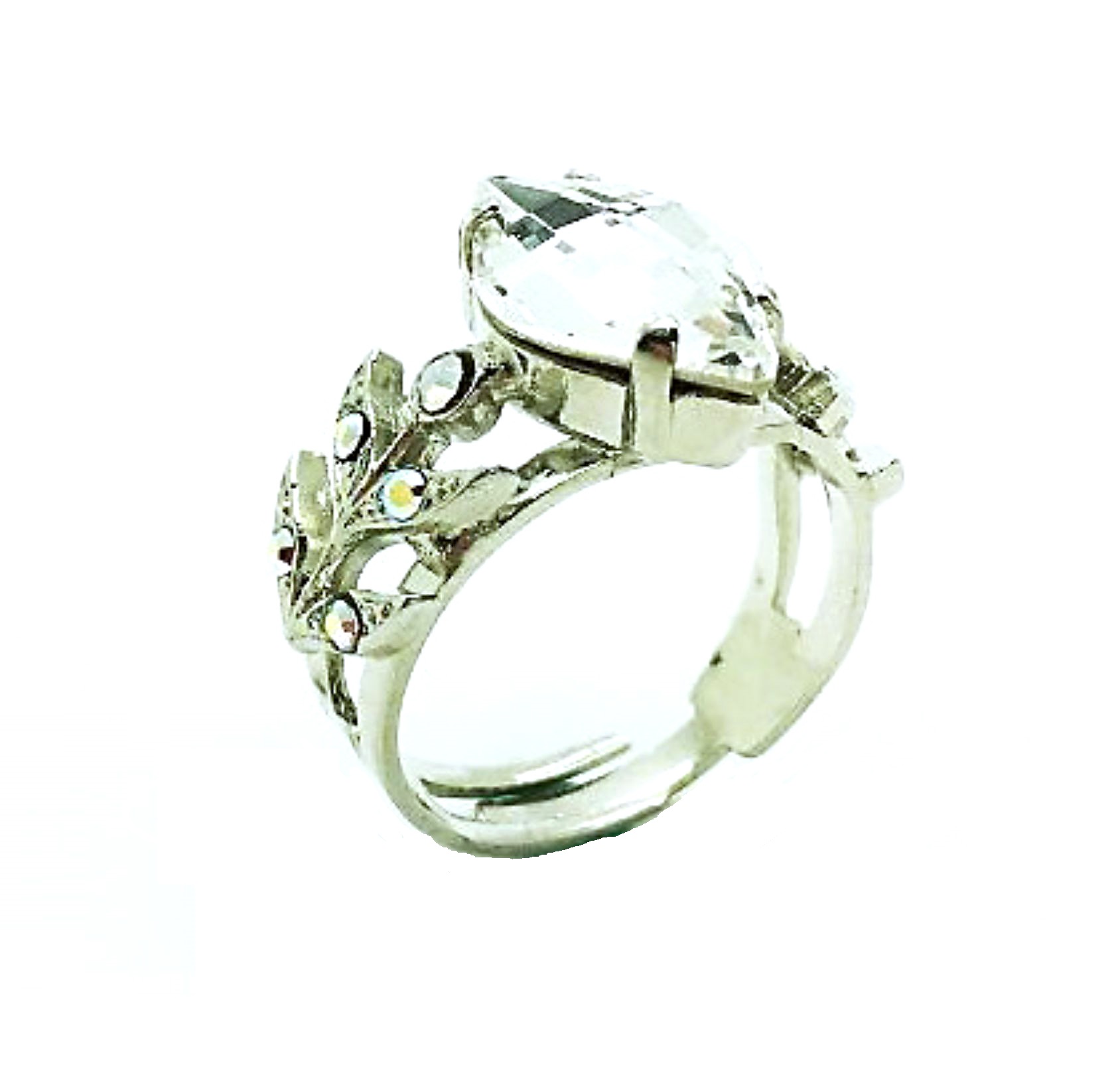 R-7628-001-SP (2) Mariana Ring Faceded Marquis & Leafs Swarovski Crystals On A Clear Day Inspiration Coll. - Image 1