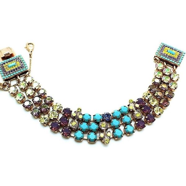 Bracelet By Mariana Woman Turquoise and Purple Swarovski Crystals-RG