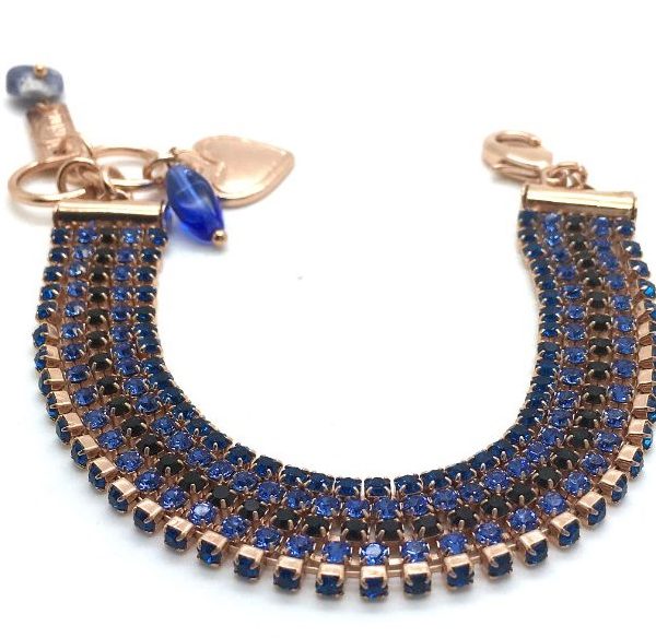 Mariana Bracelet Black & Blue 5 Lines Beautiful Austrian Crystal My Treasures Coll.