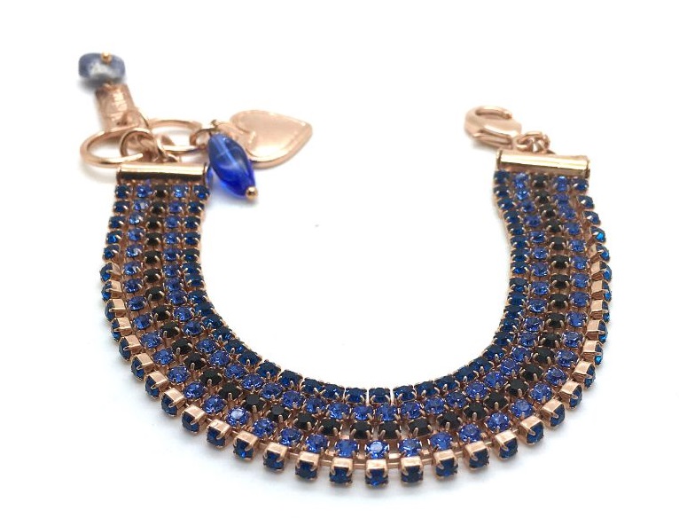 B-4818-242028-RG (2) Mariana Bracelet Black & Blue 5 Lines Beautiful Austrian Crystal My Treasures Coll. - Image 1