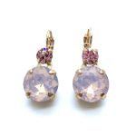 Mariana Earrings Rose Opal & Light Rose Round Austrian Crystals My Treasures Coll. - Image 2