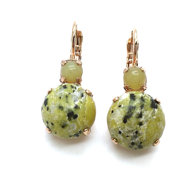 E-1037RM-5626-RG6 (2) Mariana Earrings Jade Light Green & Yellow Turquoise Minerals My Treasures Coll. - Image 1