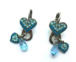 Mariana Earrings Blues & Greens Heart Shape Swarovski Crystal Zambezi Africa Coll.