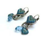 Mariana Earrings Blues & Greens Heart Shape Swarovski Crystal Zambezi Africa Coll. - Image 2
