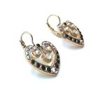 Earrings By Mariana Peace Nirvana Coll. Pearl & Black Heart Shape Austrian Crystals - Image 2