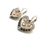 Earrings By Mariana Peace Nirvana Coll. Pearl & Black Heart Shape Austrian Crystals - Image 3