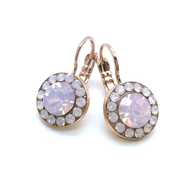 Earrings By Mariana My Treasures Coll. Rose Opal Flower Shape Swarovski Crystals