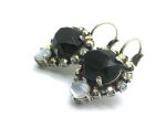 Earrings By Mariana Woman Beautiful Pearl and Jet Swarovski Crystals - Image 2