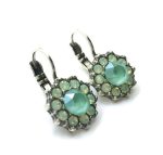 Earrings By Mariana Woman Flower Soft and Blue Green Swarovski Crystals - Image 3