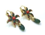 Earrings By Mariana Poppy East Meets West Coll. Red & Green Flower Austrian Crystal - Image 3
