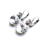 Earrings By Mariana Icons Coll. Cushion & Round Shape Clear Swarovski Crystals