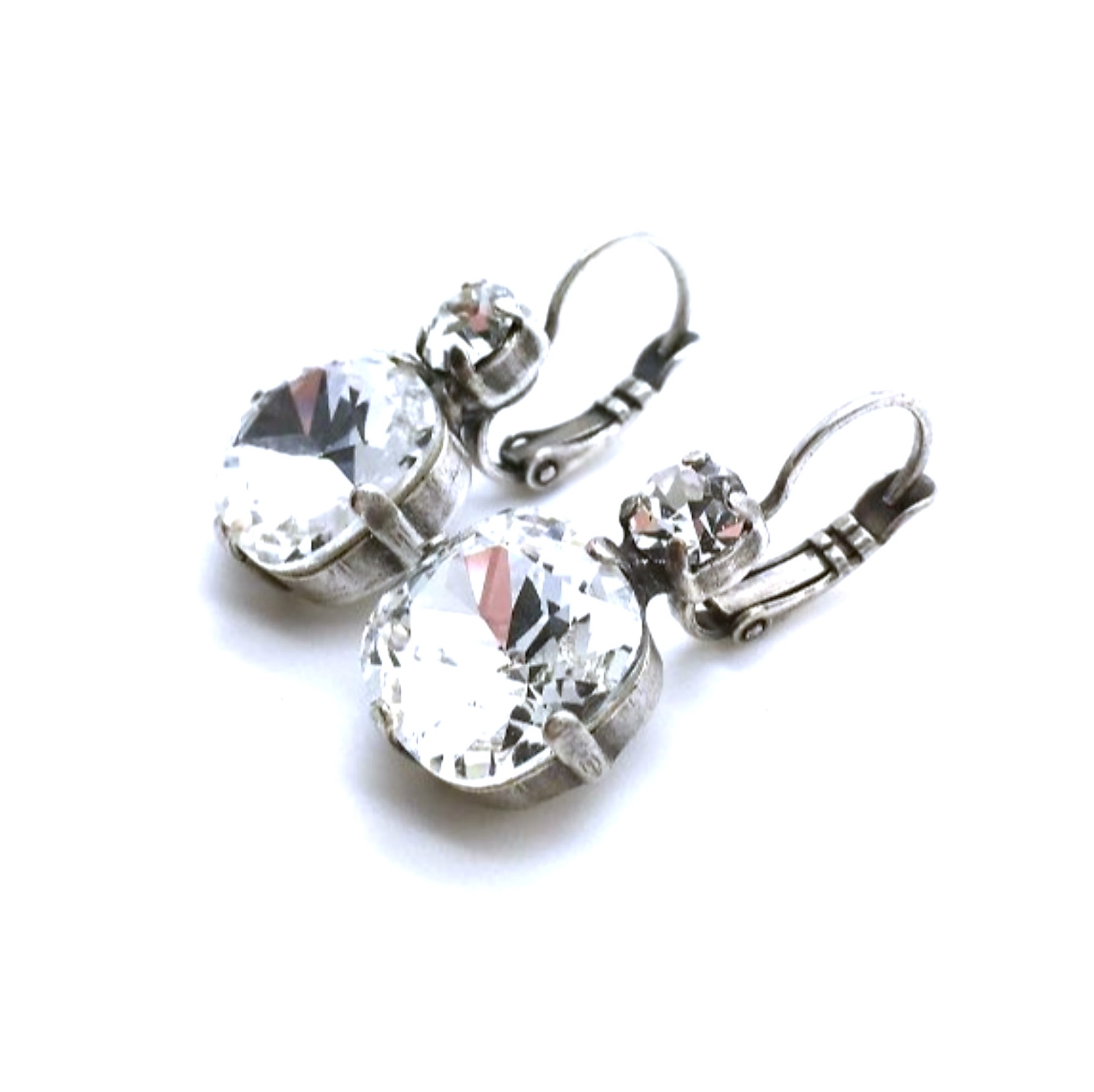 E-1326-1-001001-SP6 (3) Earrings By Mariana Icons Coll. Cushion & Round Shape Clear Swarovski Crystals - Image 1