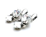 Earrings By Mariana Woman Clear Cushion Shape and White Square Swarovski Crystals