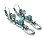 Earrings By Mariana Woman Drop White Shell Mineral and Turquoise Swarovski Crystals - Image 3