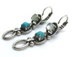 Earrings By Mariana Woman Drop White Shell Mineral and Turquoise Swarovski Crystals