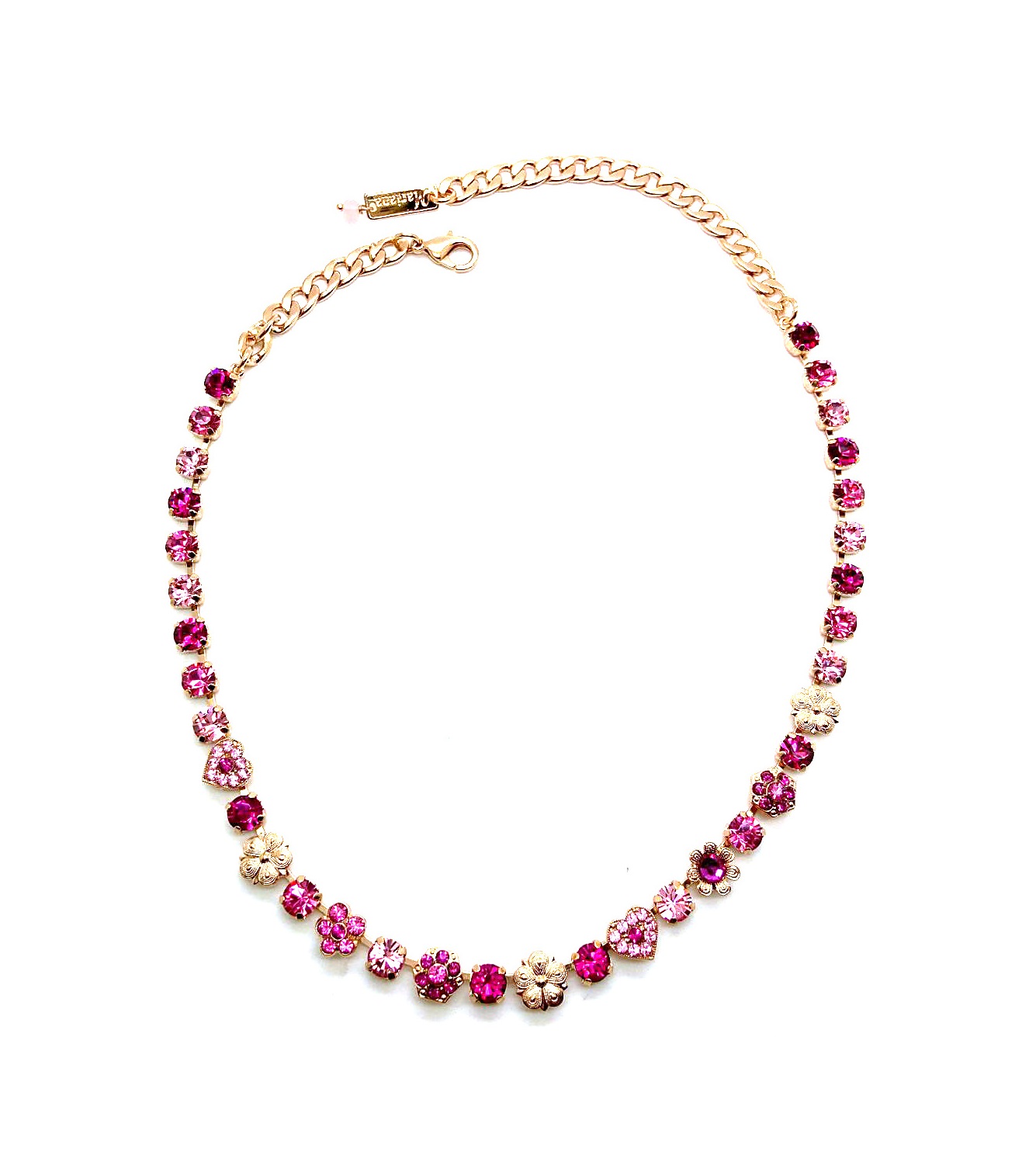 N-3028-2-5022-RG (1) Necklace By Mariana Woman Beautiful Fuchsia and Light Rose Swarovski Crystals - Image 1