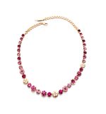 Necklace By Mariana Woman Beautiful Fuchsia and Light Rose Swarovski Crystals - Image 3