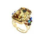 Ring By Mariana Woman Green Aventurine and Honey Swasrovski Crystals - Image 2
