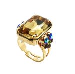 Ring By Mariana Woman Green Aventurine and Honey Swasrovski Crystals