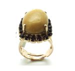 Mariana Ring Round Riverstone & Brown Swarovski Crystal Bliss Nirvana coll. - Image 3