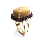 Mariana Ring Round Riverstone & Brown Swarovski Crystal Bliss Nirvana coll. - Image 2