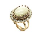 Ring By Mariana Woman Oval Shape Riverstone Mineral and Clear Swarovski Crystals - Image 3