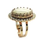 Ring By Mariana Woman Oval Shape Riverstone Mineral and Clear Swarovski Crystals - Image 2