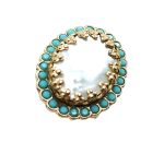 Ring By Mariana Woman Beautiful Flower Shape Turquoise and White Shell Minerals - Image 2
